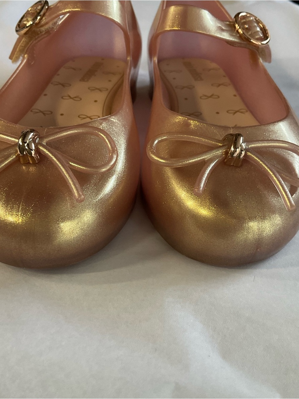 Mini Melissa Sweet Love Rose gold Girl Ballet Flats Size 11 - Picture 7 of 12